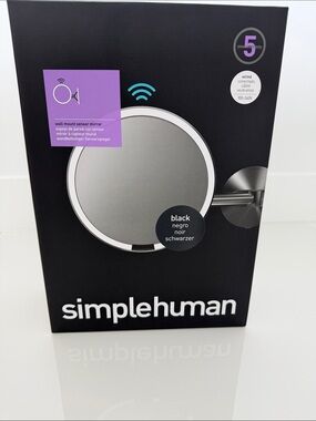 simplehuman Black Wall-Mount Sensor Mirror with LED